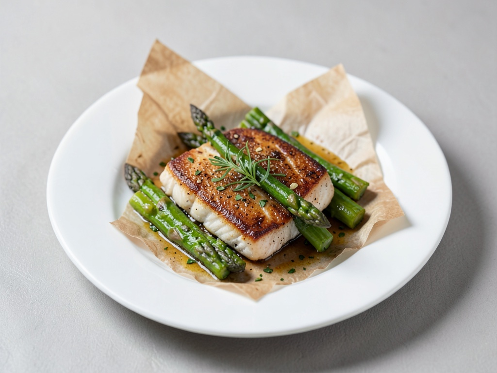 Filetti di platessa con asparagi in carta forno