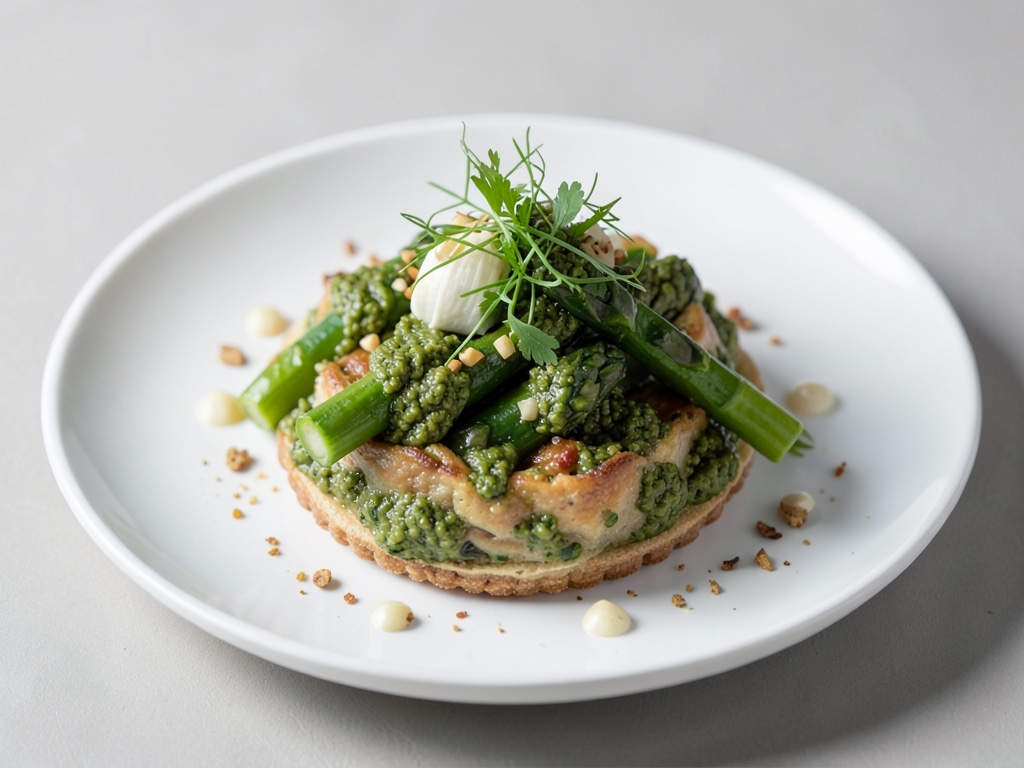 Tartellette di asparagi verdi e bianchi con pesto di aglio orsino