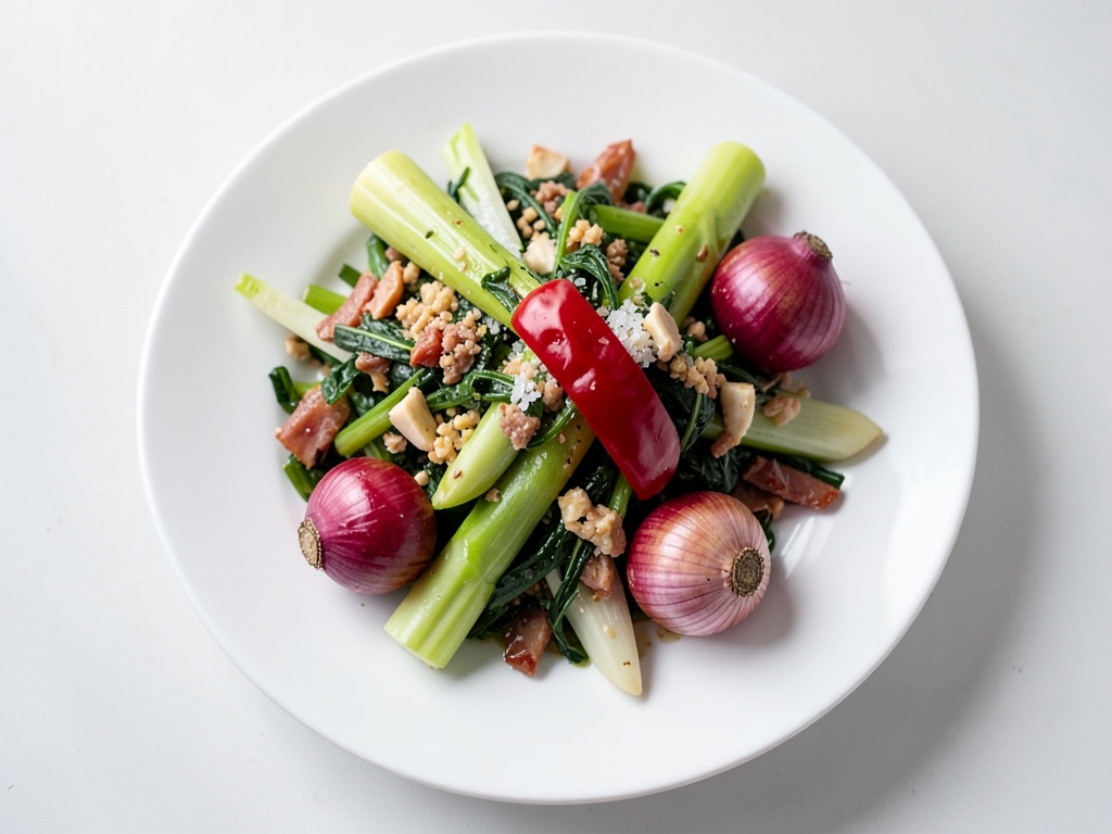 Insalata di asparagi verdi e cipolle croccante