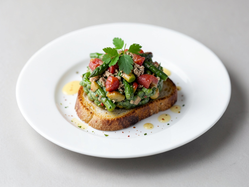 Tartare di asparagi su toast croccante