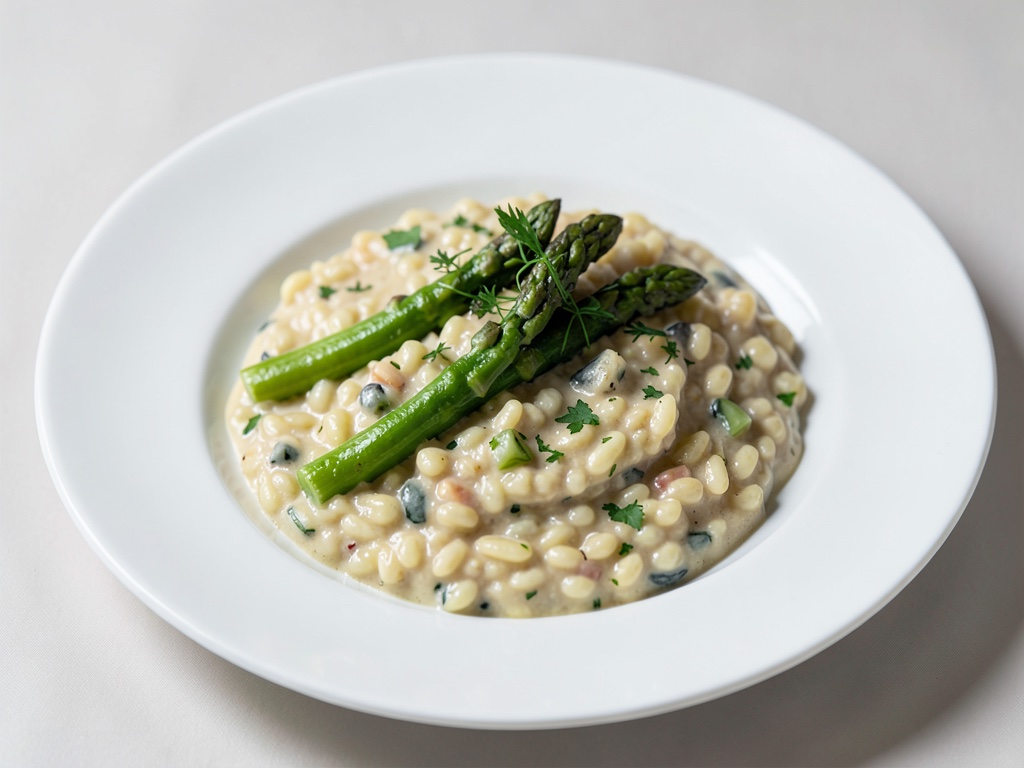 Risotto cremoso con asparagi verdi