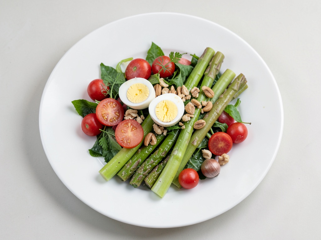 Knackiger Spargel-Radieschen-Salat mit Ei und Nüssen