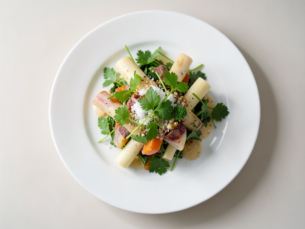 Insalata fresca di asparagi con erbe giovani
