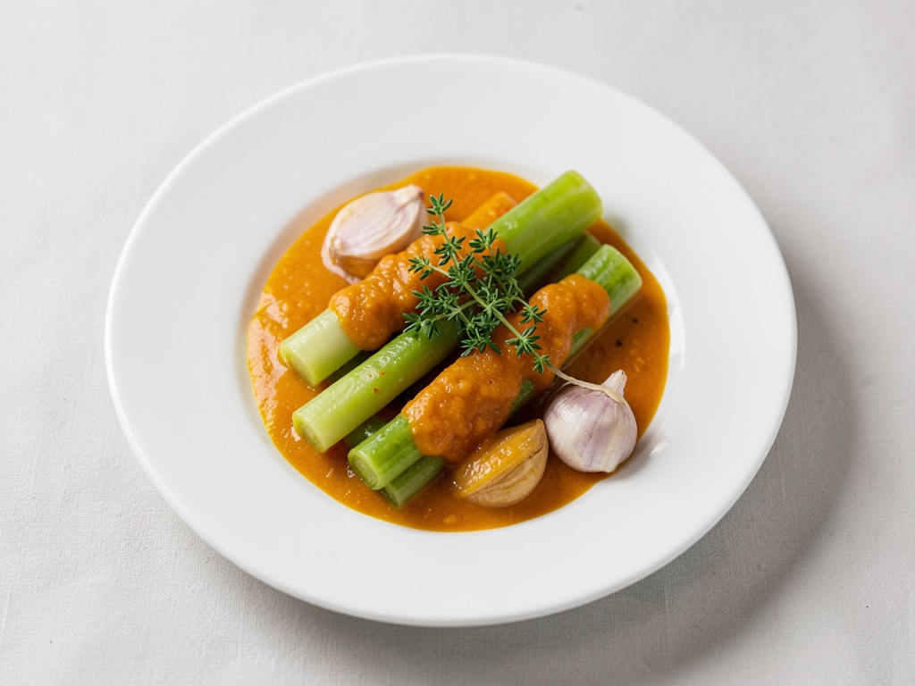 Strisce di asparagi con salsa all'arancia