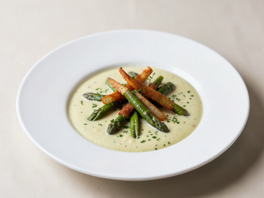Zuppa cremosa di asparagi con steli croccanti
