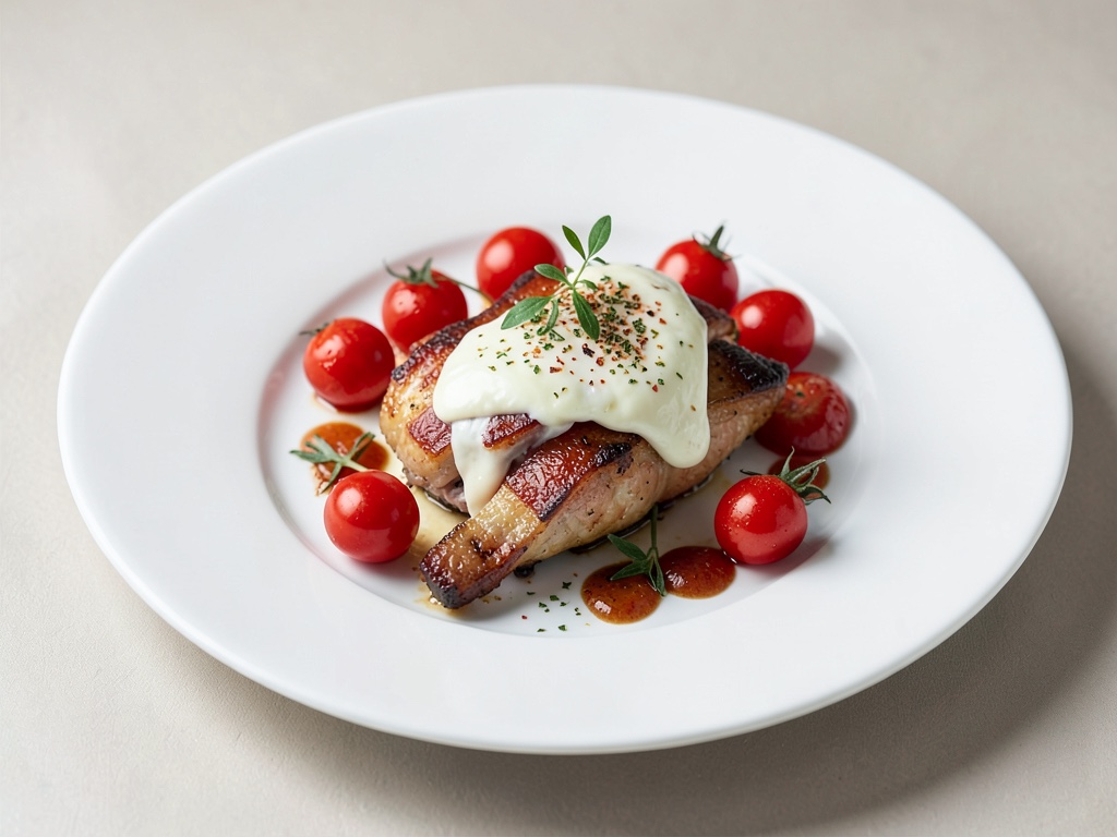 Pollo ripieno di mozzarella con pomodorini