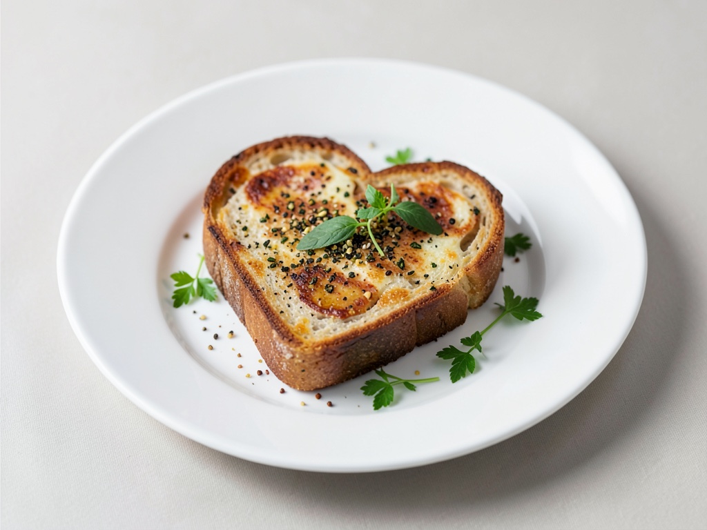 Toast aux œufs au plat salé avec décoration en poivron
