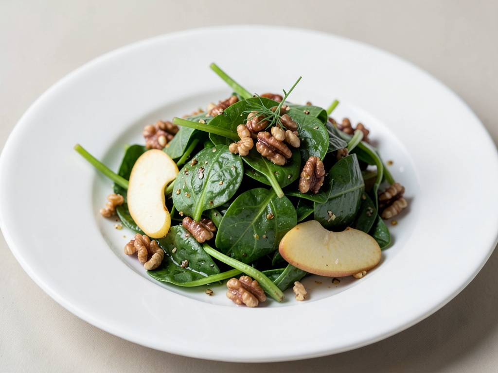 Insalata fresca di spinaci e pere con noci