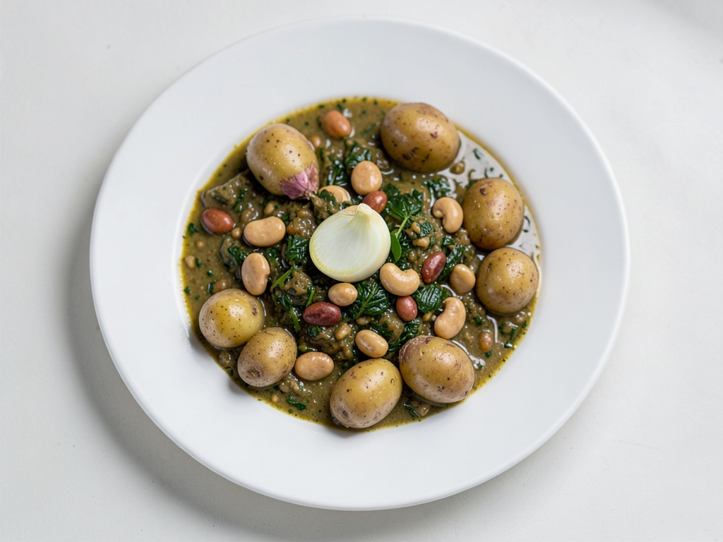 Curry cremoso di spinaci e patate con arachidi