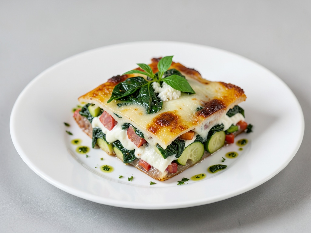 Gemüse-Lasagne mit Spinat, Zucchini und Frischkäse