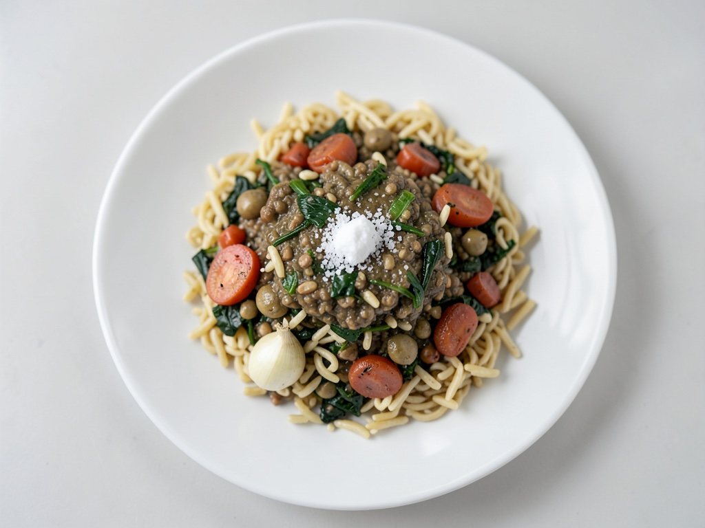 Arroz basmati con sartén cremosa de espinacas y lentejas