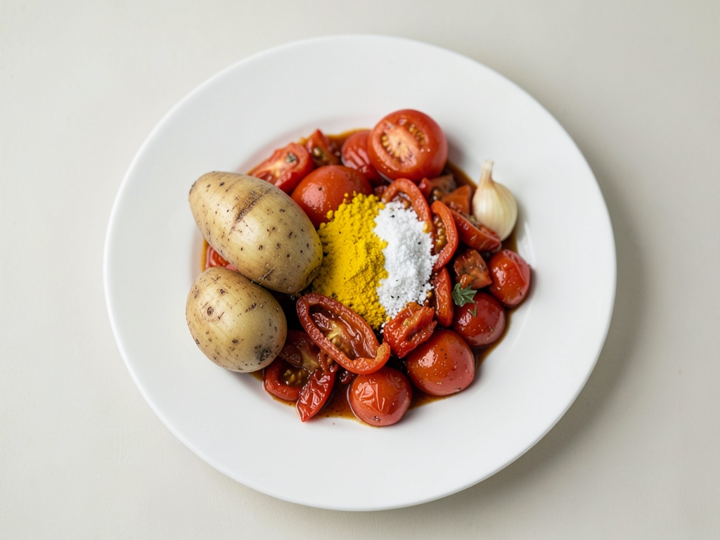 Assiette de pommes de terre et épinards aux tomates et feta