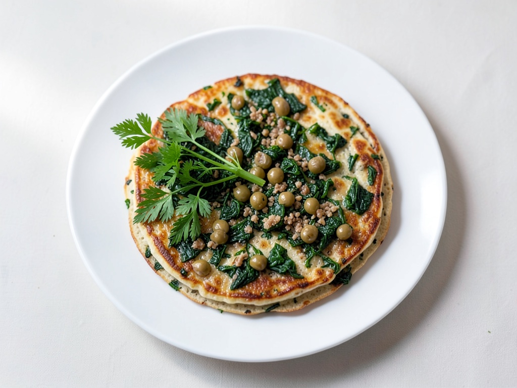 Crespelle di spinaci con ripieno di ceci