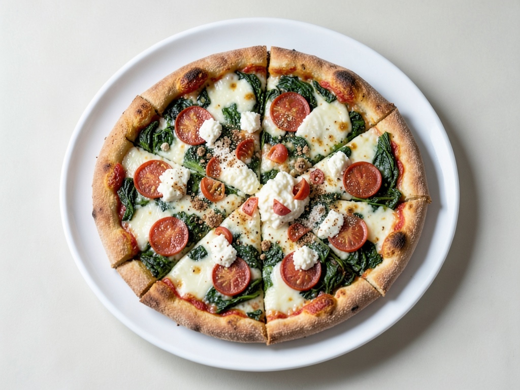 Pizza croccante con spinaci e gorgonzola