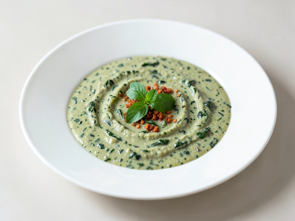 Zuppa cremosa di spinaci e rucola