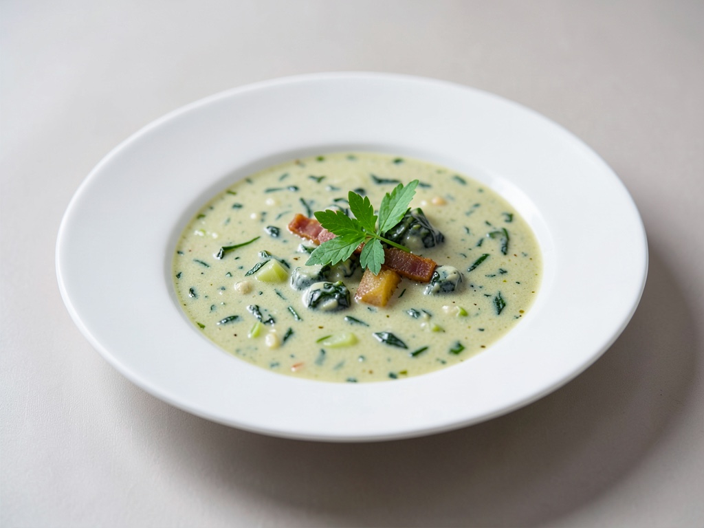 Sopa cremosa de espinacas y apio