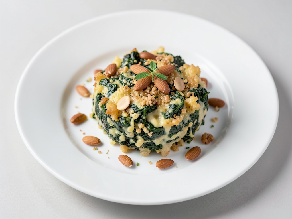 Gratin croustillant aux épinards et au fromage aux amandes