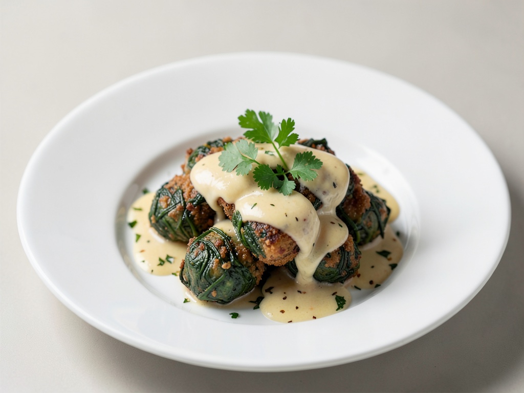Polpette di spinaci croccanti con salsa al burro