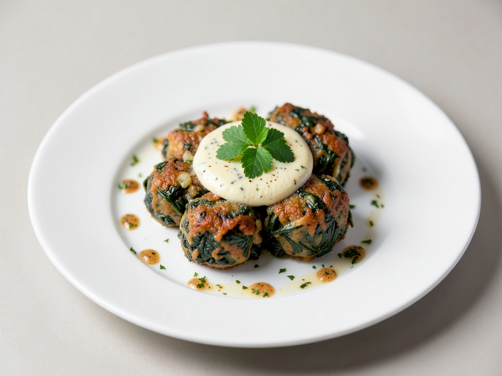 Polpette di spinaci croccanti con burro all'aglio e erba cipollina