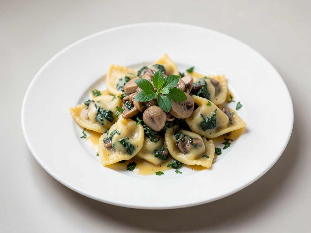 Ravioli con ripieno di funghi e spinaci