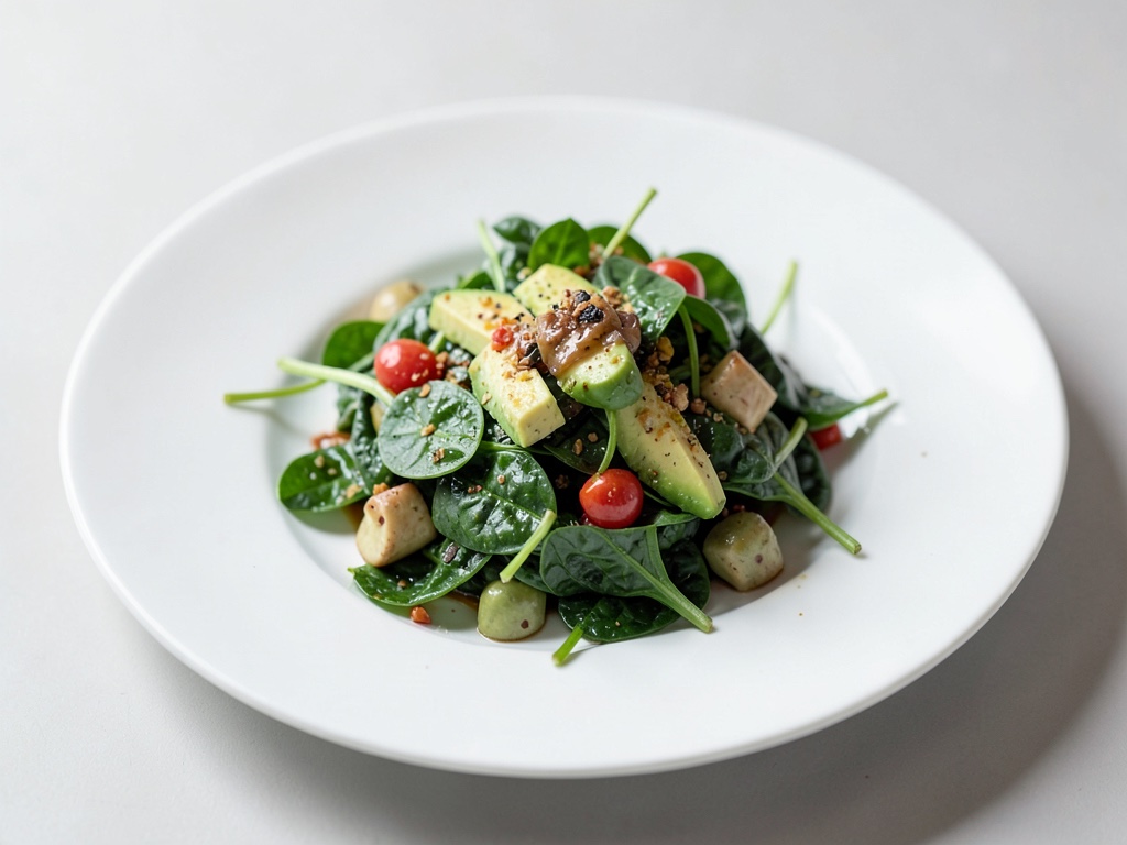 Ensalada fresca de espinacas y aguacate