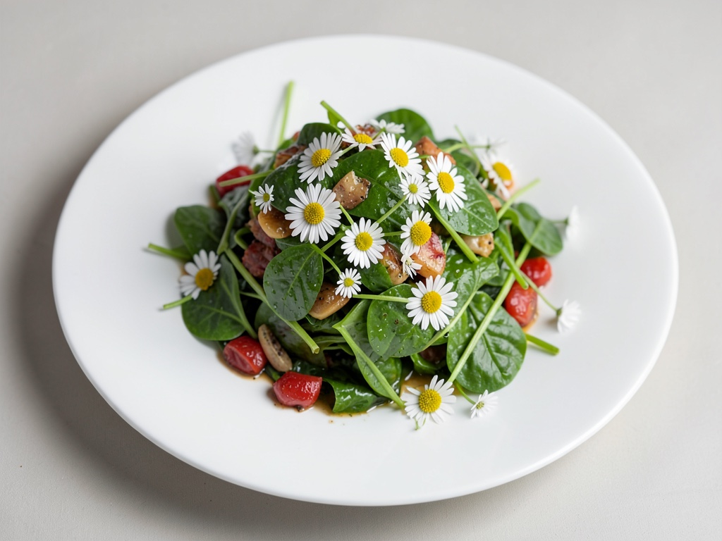 Insalata fresca di spinaci con margheritine