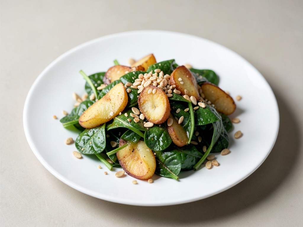 Insalata di mele al forno, spinaci e pinoli