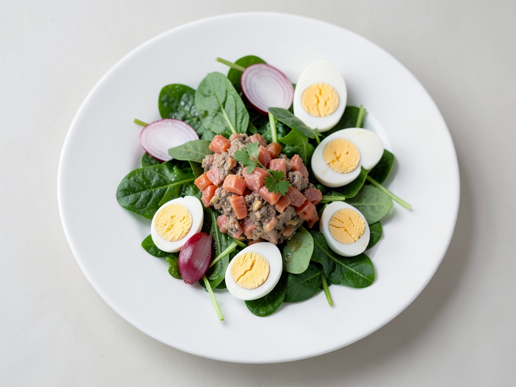Salade d'épinards au thon et aux œufs