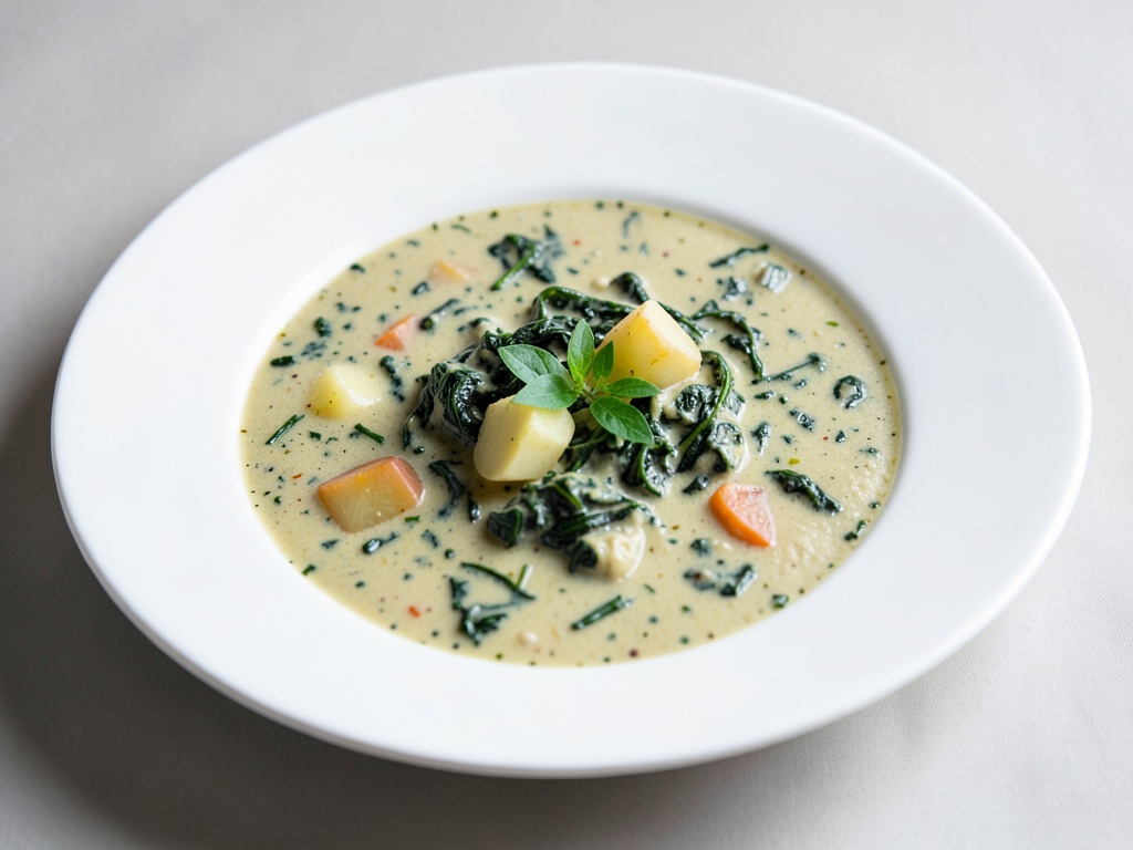 Cremige Spinatsuppe mit Kartoffeln