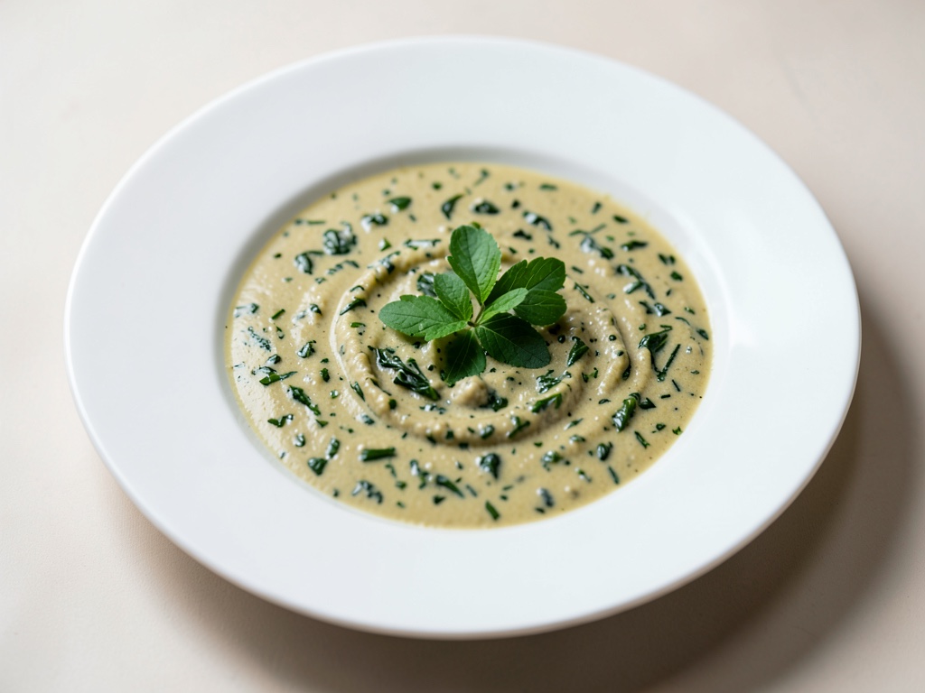 Soupe crémeuse à l'épinard et aux herbes