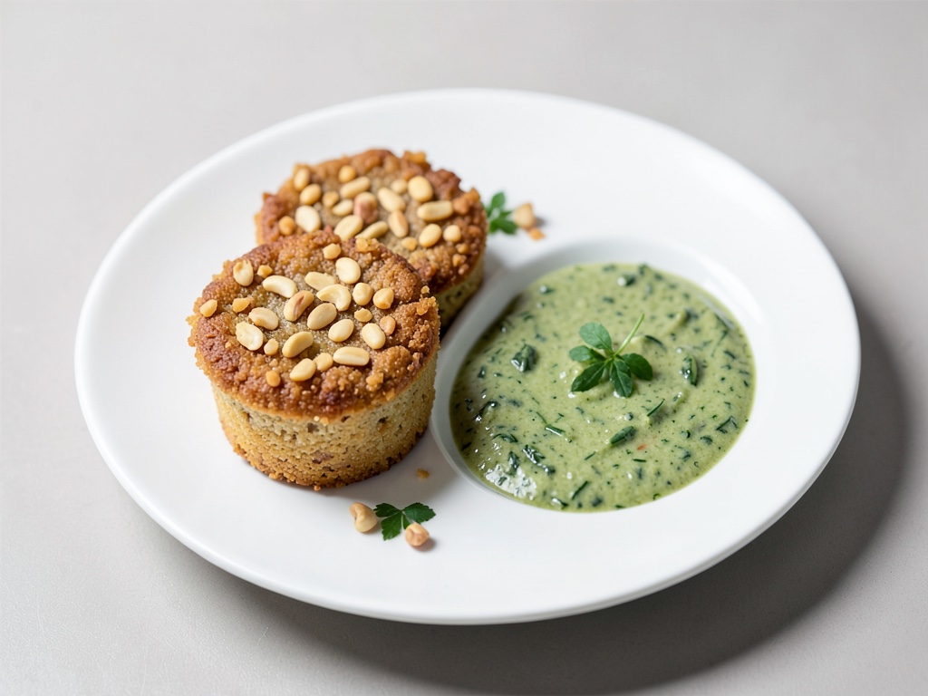 Muffin croccanti alle arachidi con crema di spinaci