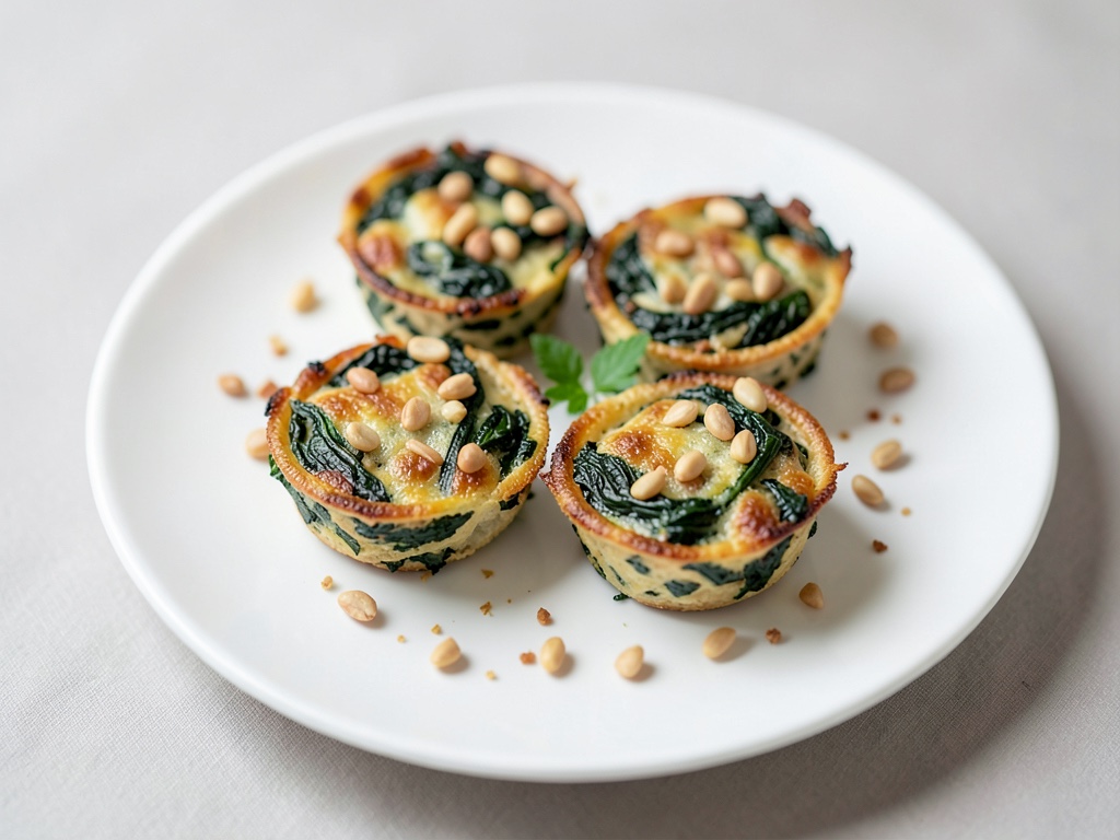 Tartellette croccanti agli spinaci con pinoli