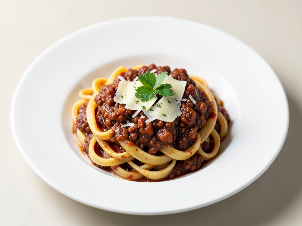 Scharfe Bolognese mit Spiralnudeln und Käse
