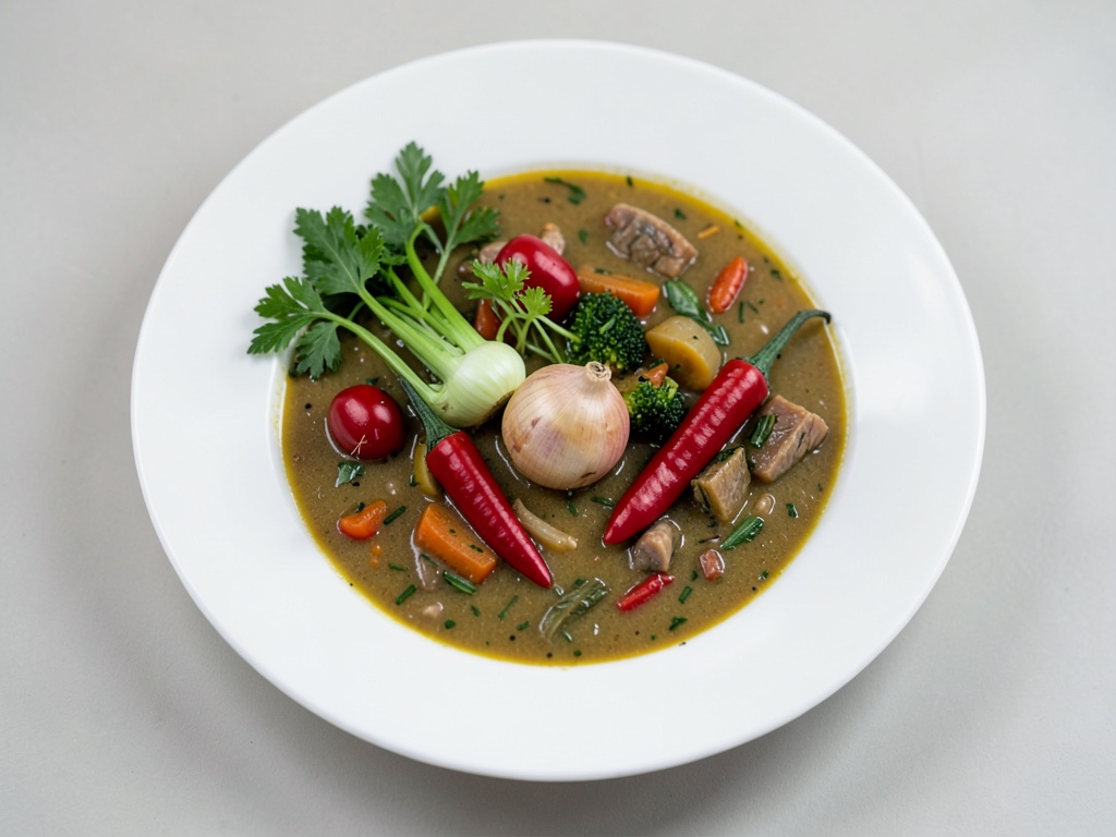 Sopa cremosa de col agria y mostaza