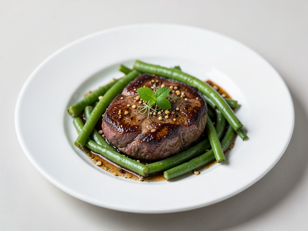 Bistecca aromatica con fagiolini verdi