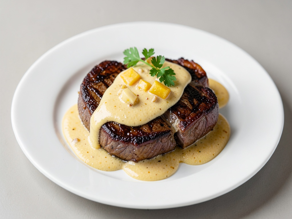 Saftige Rindersteaks mit cremiger Ananas-Ingwer-Sauce