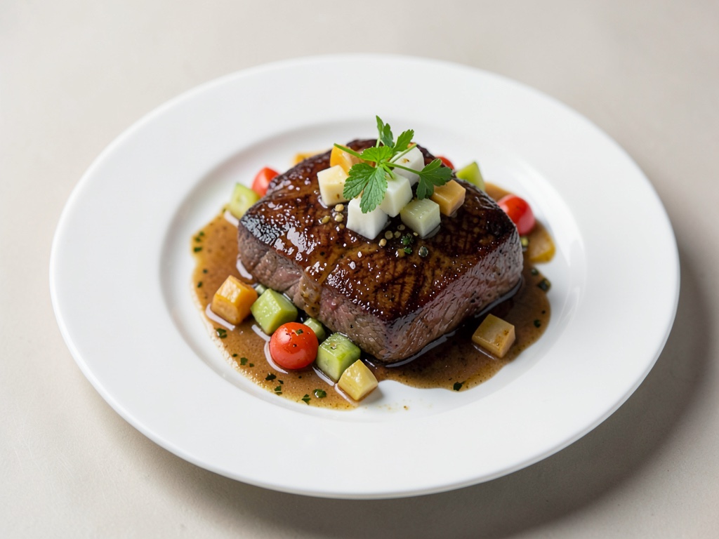 Bistec succoso con verdure stufate