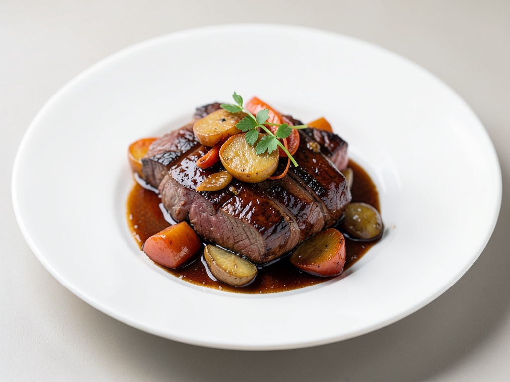 Manzo succoso con verdure radice stufate