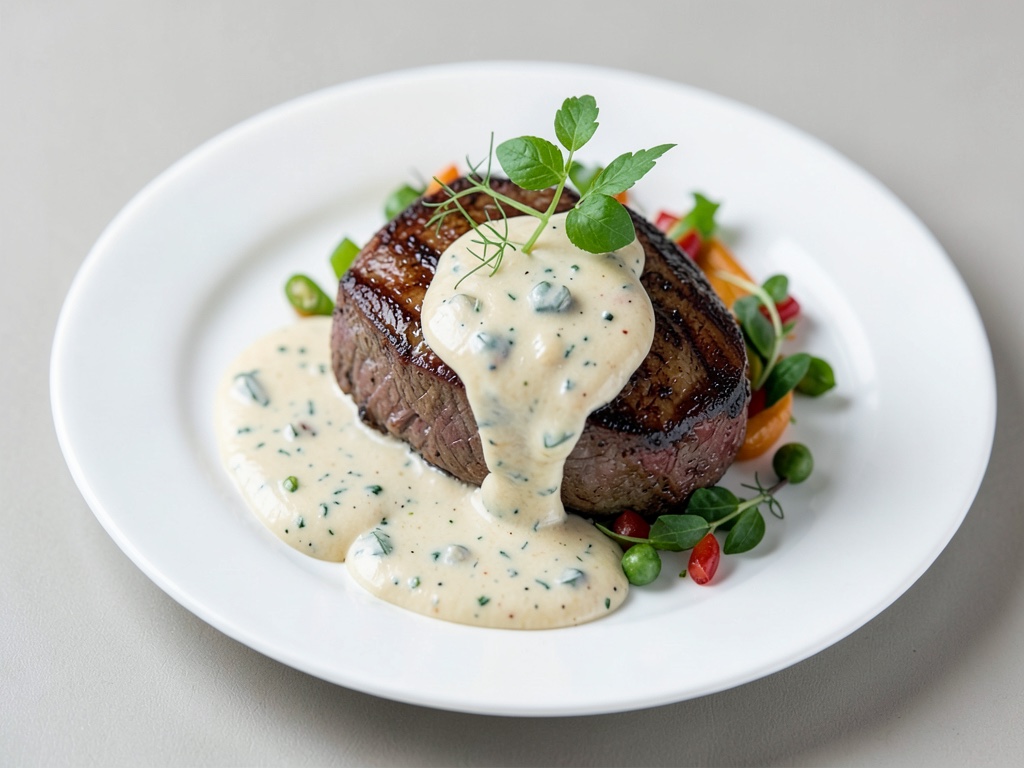 Bœuf juteux avec sauce au poivre crémeuse