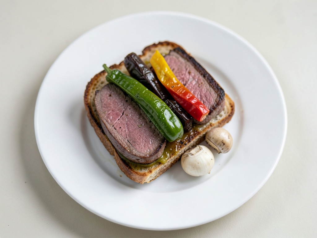 Crocante baguette con bistecca e verdure
