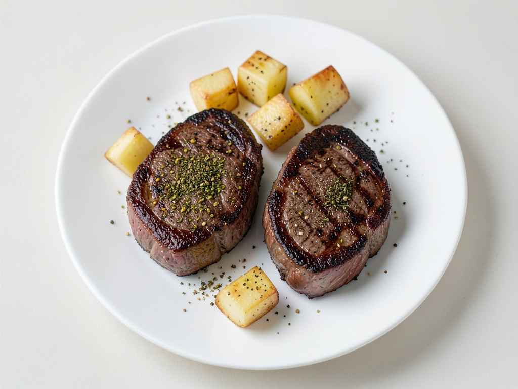 Polpette di bistecca croccanti con cubetti di patate dorati