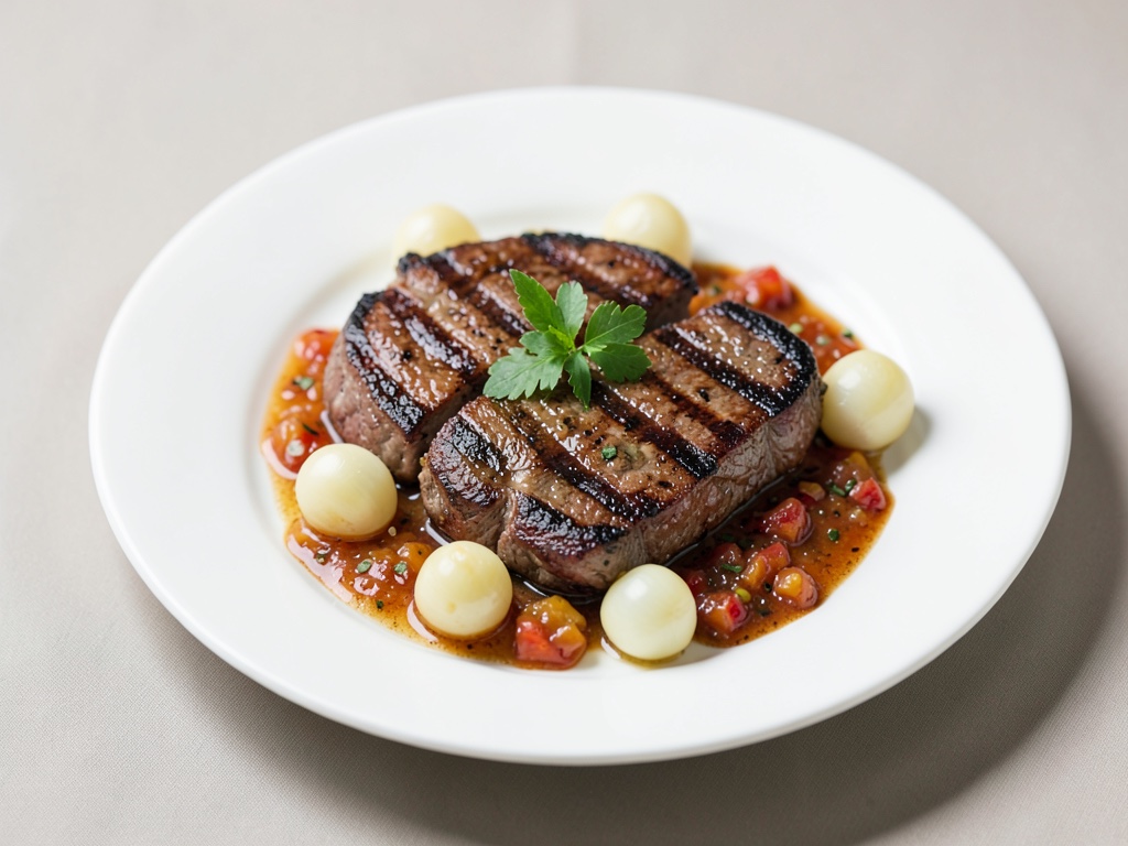 Bistecche alla griglia con chutney di mele e cipolline