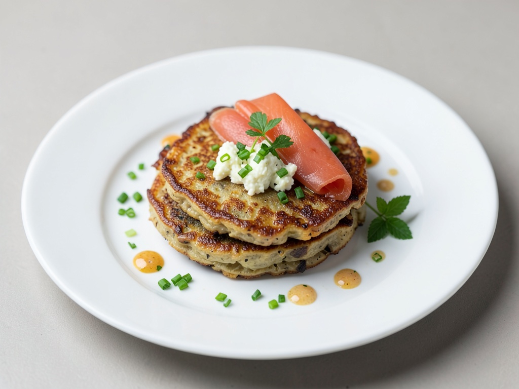 Crocche croccanti di rapa con quark al erba cipollina fresco e salmone affumicato