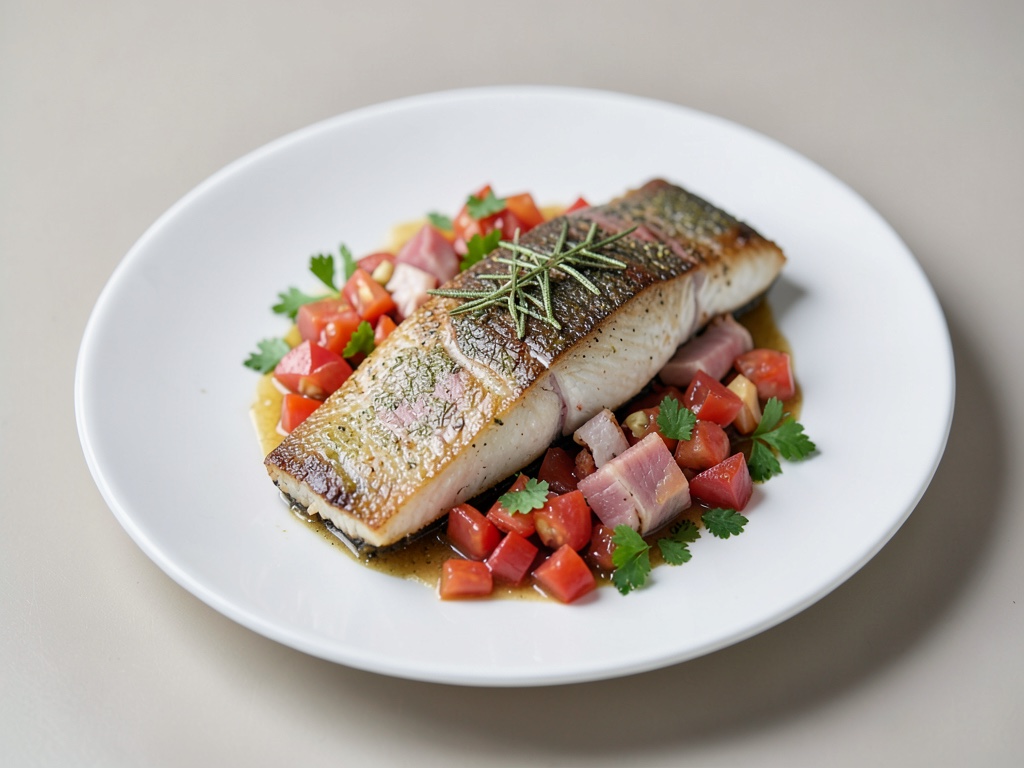 Branzino in involucro di salvia e prosciutto con salsa di pomodori