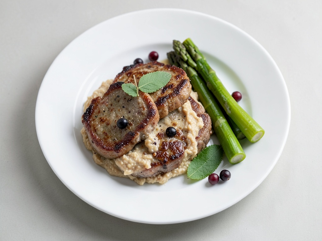 Merluzzo con crema di patate e asparagi