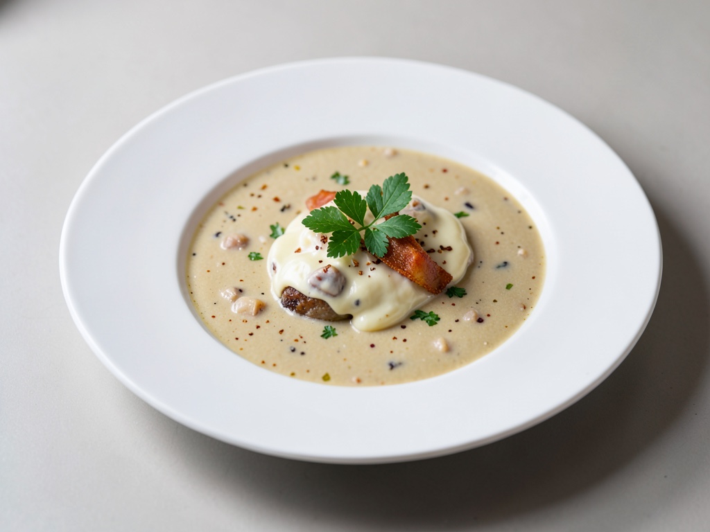 Sopa clásica de estrellas con huevo cocido cremoso