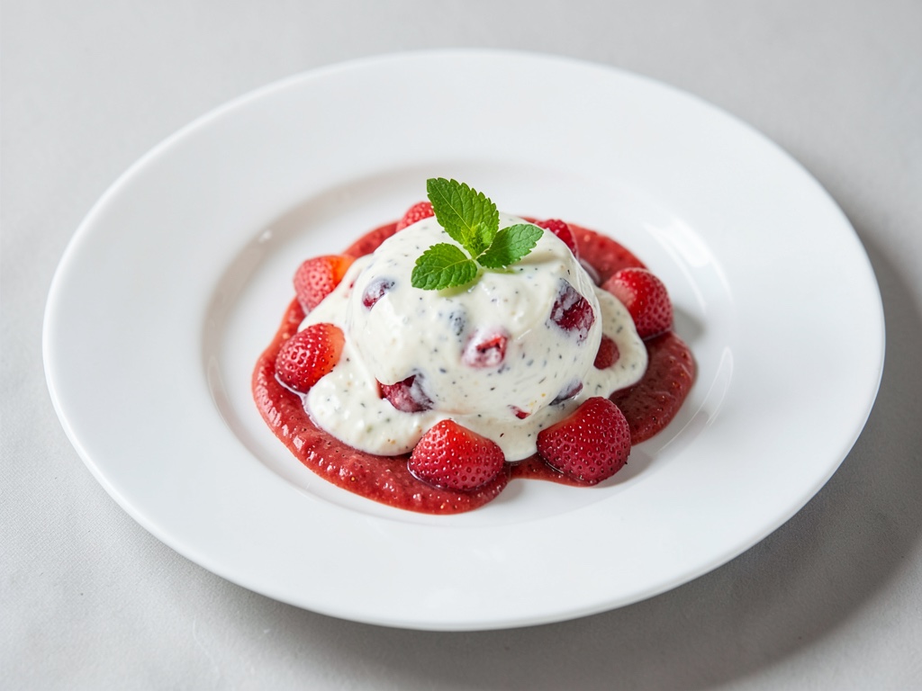 Cremiger Stracciatella-Quark mit Erdbeer-Rot