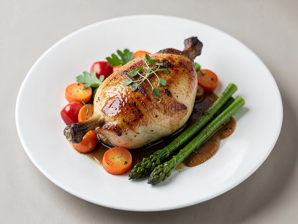 Pollo arrosto con verdure al forno e broccolini