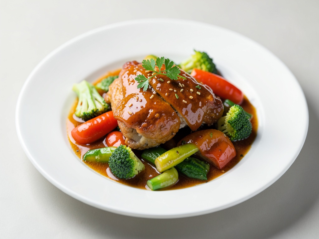Pollo agrodolce con verdure colorate