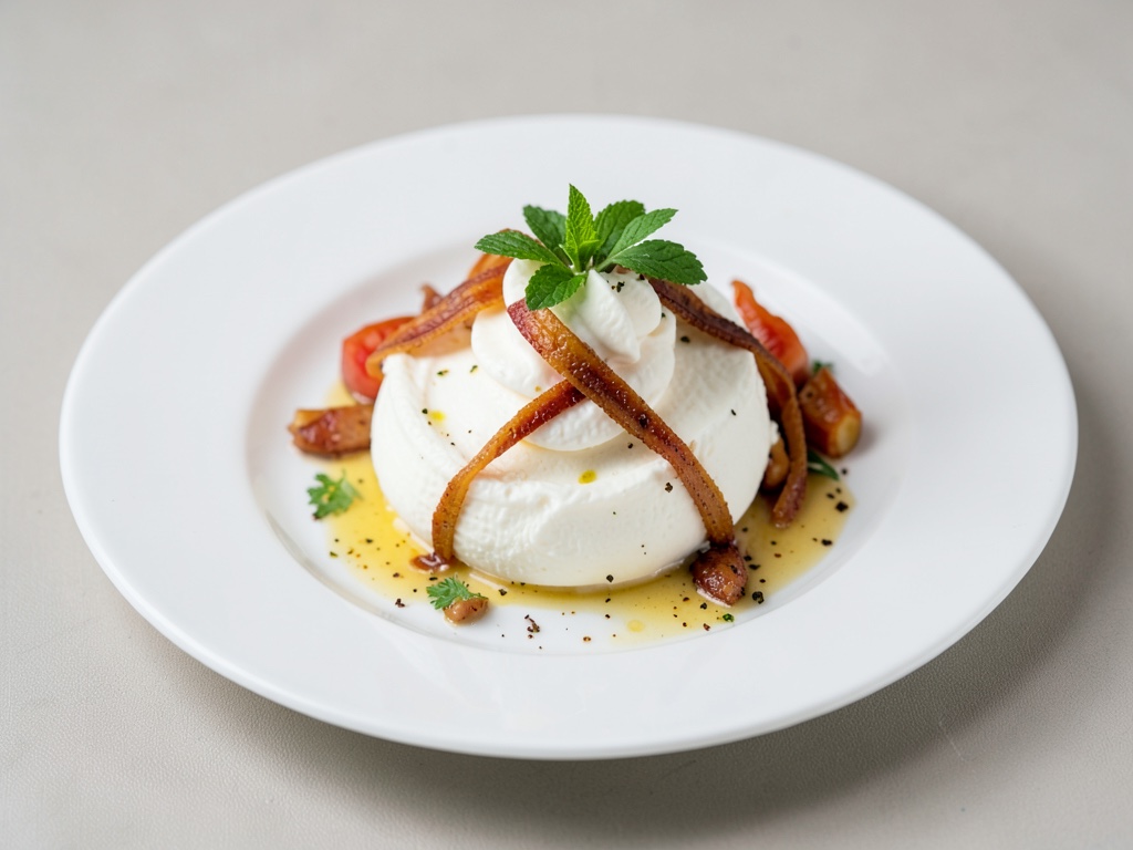 Dulce crema de plátano con queso fresco